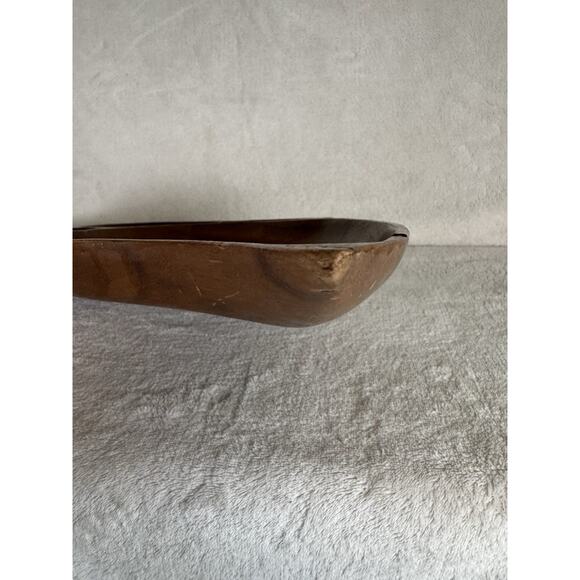 Genuine Monkey Pod Wood Bowl Leaf Shaped Divided Hand Crafted Philippines Boho - Picture 6 of 10